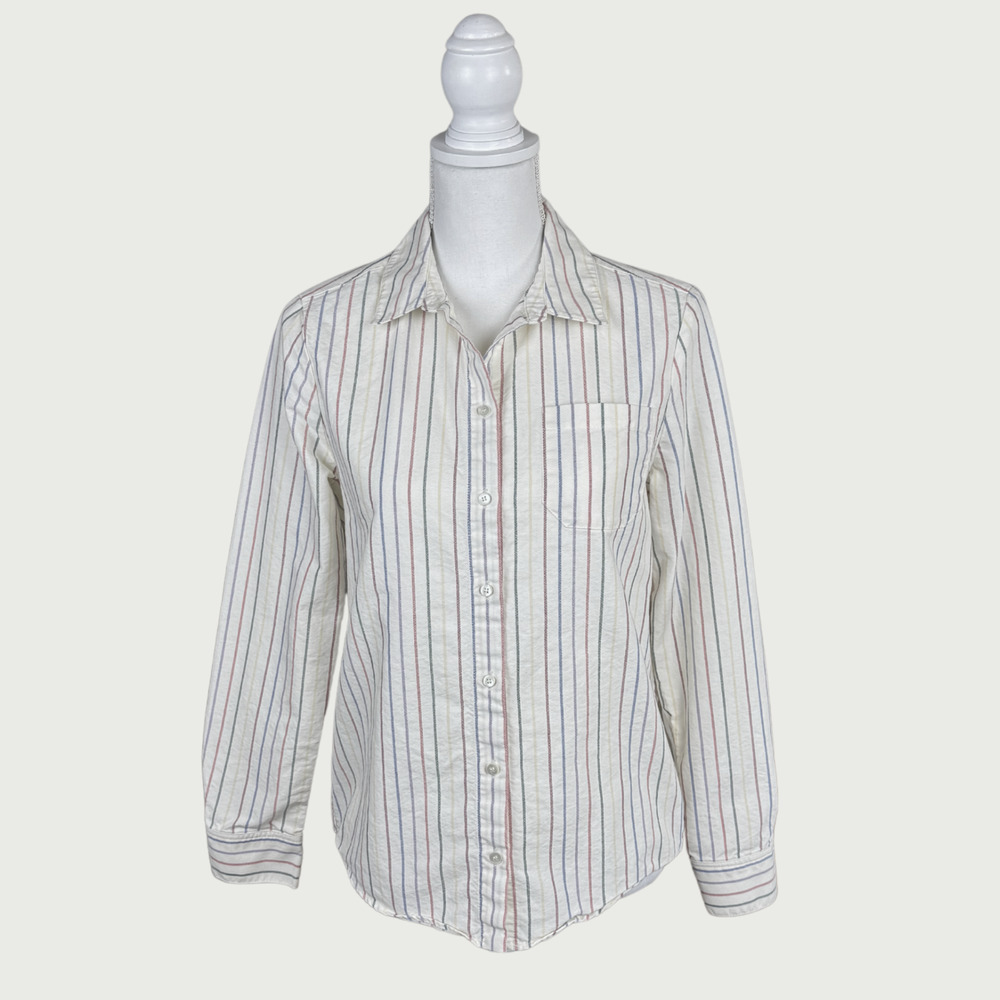 Sezane Pastel Striped Button Down Shirt - Picture 5 of 8
